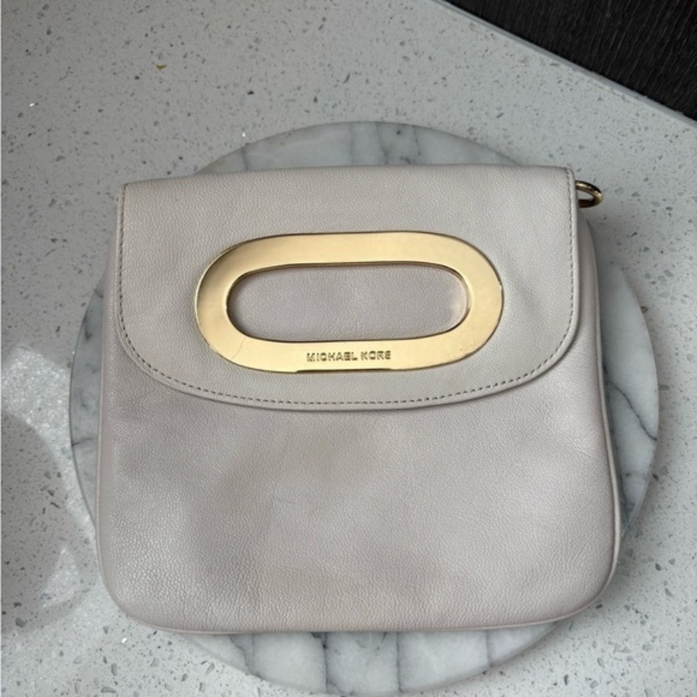 Michael Kors Cream Crossbody Bag Gold Hardware No Strap Clutch Option